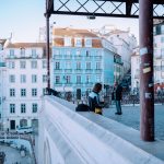 A tram and street scene in Lisbon, Portugal