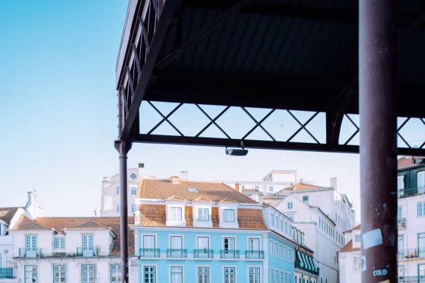 A tram and street scene in Lisbon, Portugal