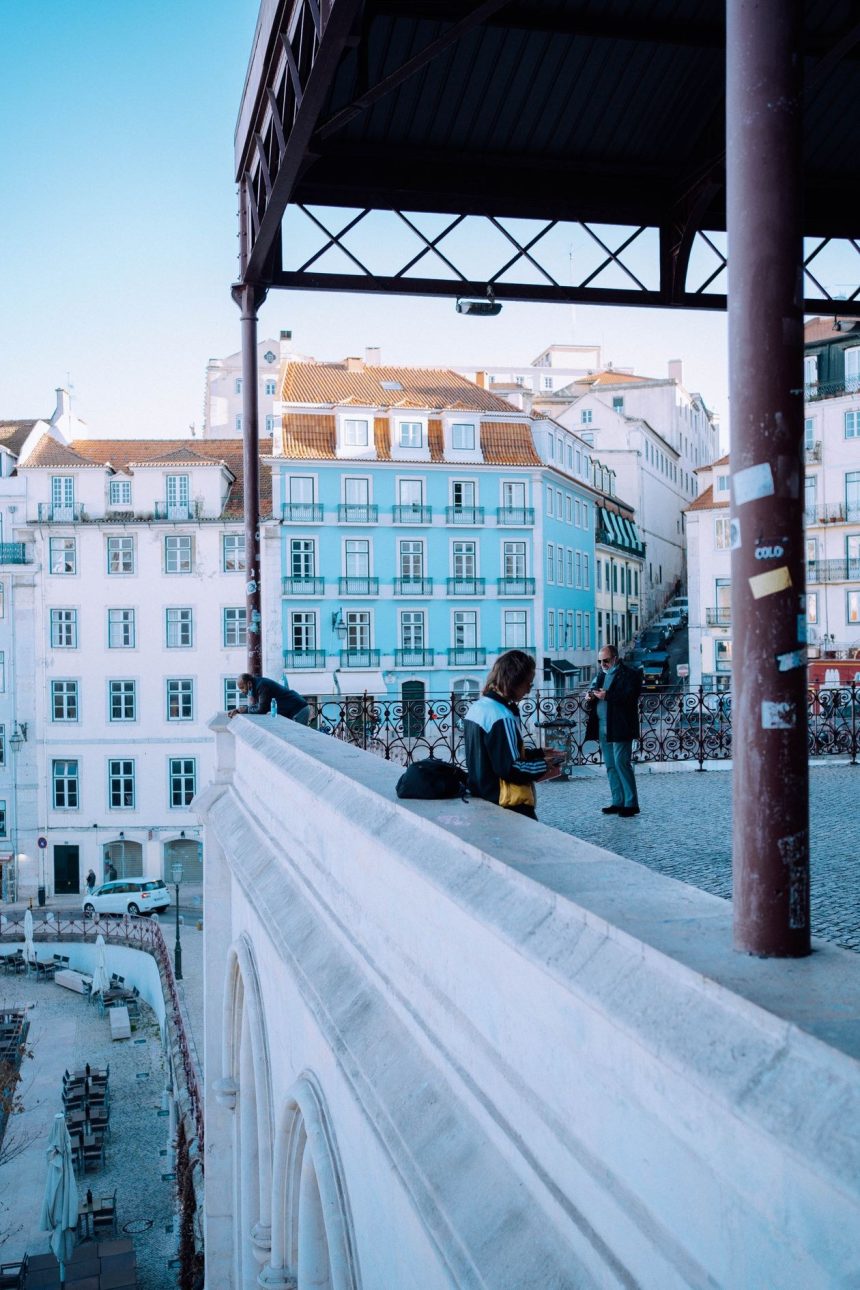 A tram and street scene in Lisbon, Portugal