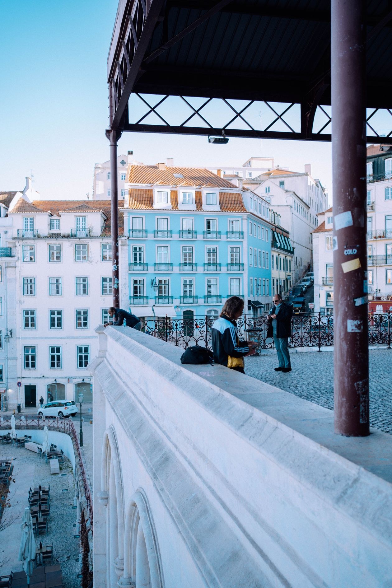 A tram and street scene in Lisbon, Portugal