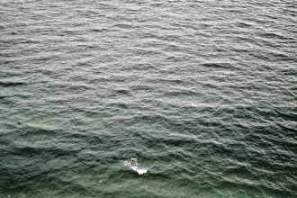 An aerial view of ocean waves