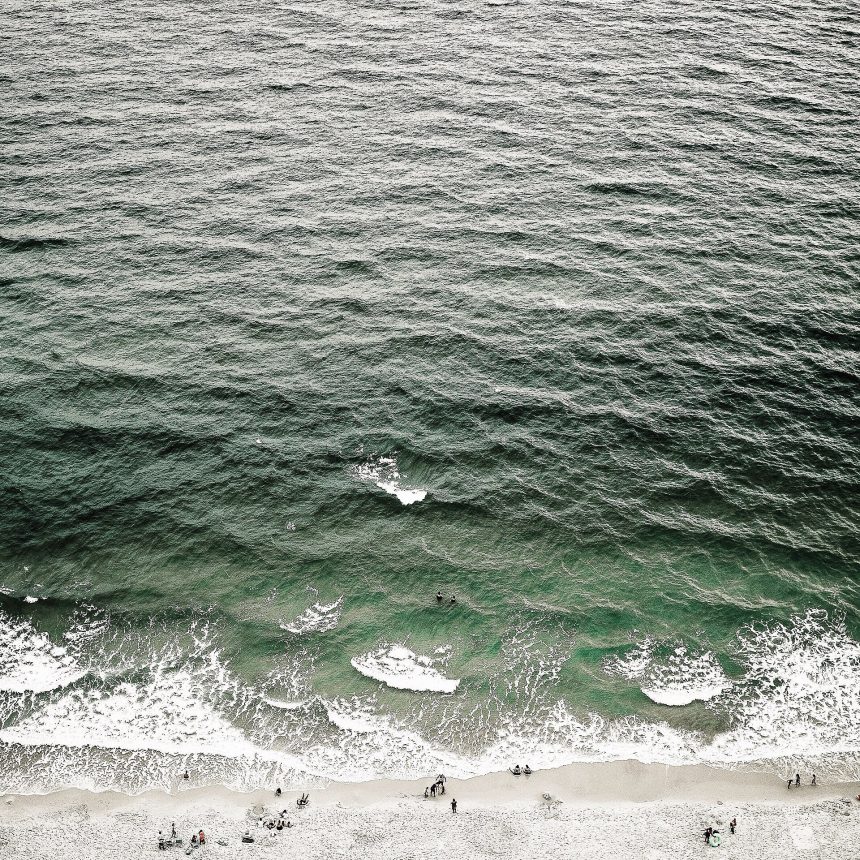 An aerial view of ocean waves